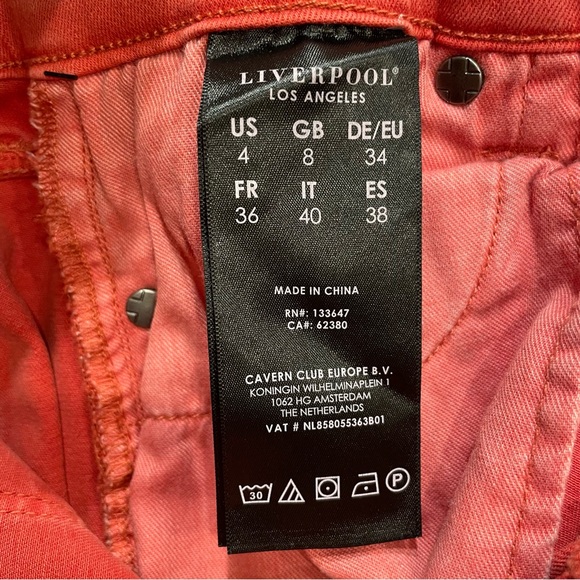 NEW LIVERPOOL JEANS COMPANY MINERAL RED PENNY ANKLE SKINNY SZ 4/27  LM2005WF NWT - Picture 9 of 13